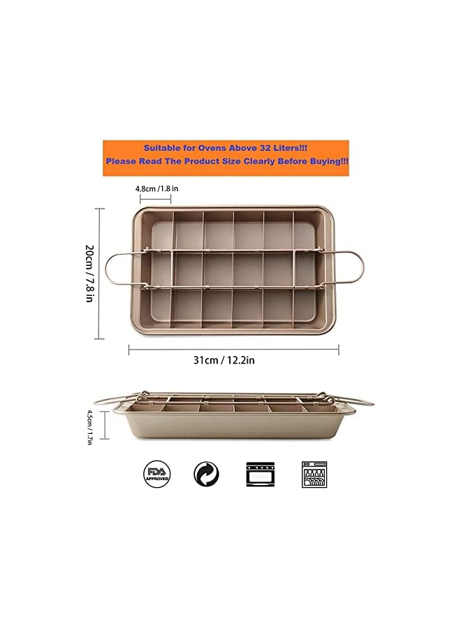 SYOSI Cake Pan, Non-Stick Brownie Pan With Dividers, 18 Pre-slice Baking Tray, Slice Solutions Cake Bakeware, Square Baking Pan with Built-in Slicer, Carbon Steel Bakeware for Oven Baking, 12*8*2 In - Image 4