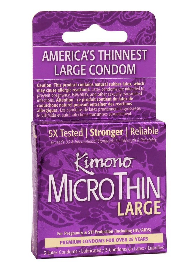 kimono Mayer Laboratories Kimono Condom MicroThin Large - 3 Condoms - Image 1
