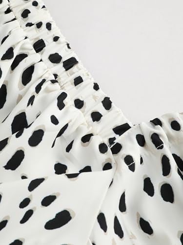 CIDER Women's Plus Size Dress Floral Fruit Square Neck Puff Sleeve Split Sun Dress Summer Midi Dresses Vacation Outfits Beige - Image 3