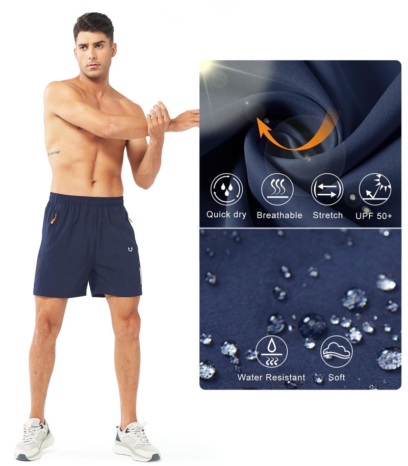 NORTHYARD Men's Athletic Running Shorts Gym Workout Shorts 7"/ 9"/ 5" Quick Dry Lightweight Sports Basketball Exercise Tennis Exercise NAVY-5inch L - Image 4