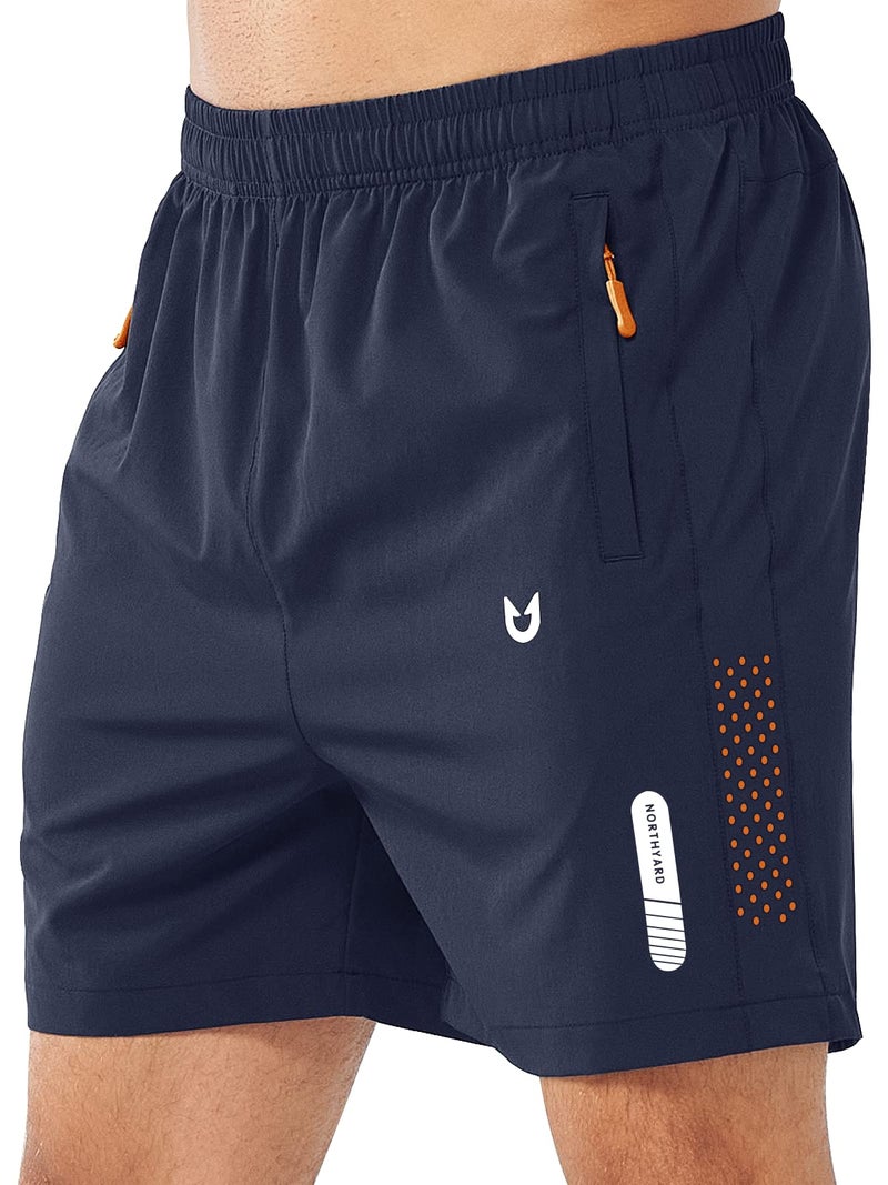 NORTHYARD Men's Athletic Running Shorts Gym Workout Shorts 7"/ 9"/ 5" Quick Dry Lightweight Sports Basketball Exercise Tennis Exercise NAVY-5inch L - Image 1