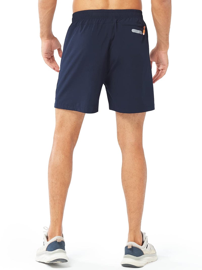 NORTHYARD Men's Athletic Running Shorts Gym Workout Shorts 7"/ 9"/ 5" Quick Dry Lightweight Sports Basketball Exercise Tennis Exercise NAVY-5inch L - Image 2