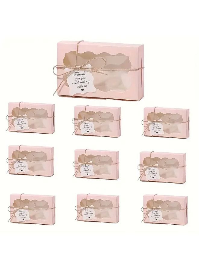 ٣٠ قطعة صندوق ورق نافذة وردي مع حبل القنب وبطاقات التهنئة لمفاجآت الزفاف - Image 1