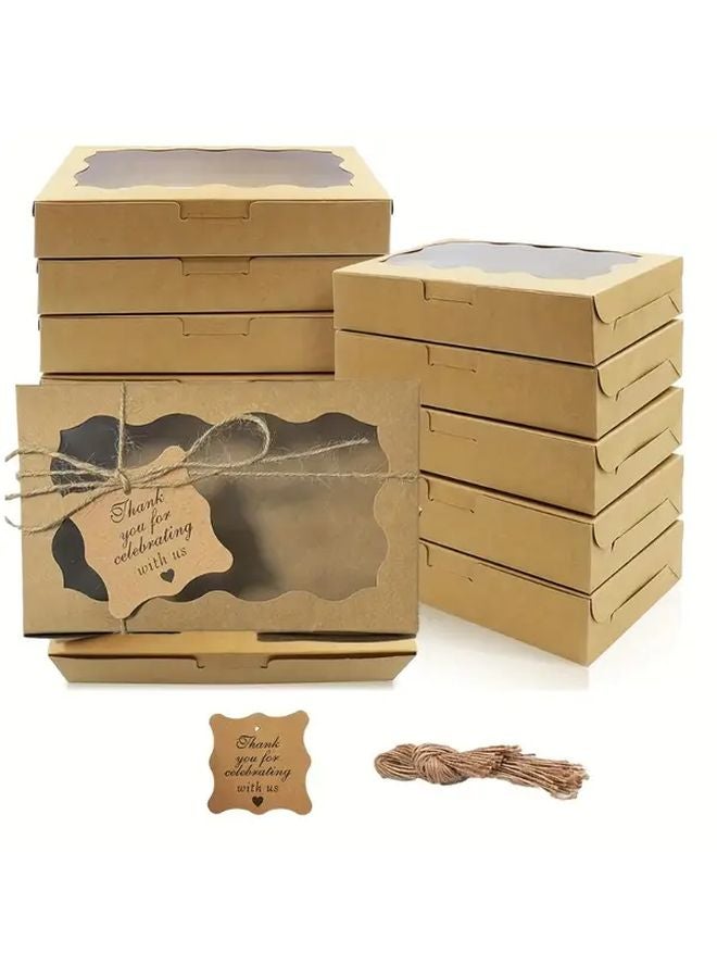 ٣٠ قطعة صندوق ورق نافذة وردي مع حبل القنب وبطاقات التهنئة لمفاجآت الزفاف - Image 3