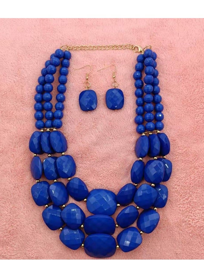 Mark Fairwhale Fashionable Style Jewelry Classic Multi-Layer Colored Acrylic Handmade Necklace Earring Set - Image 1