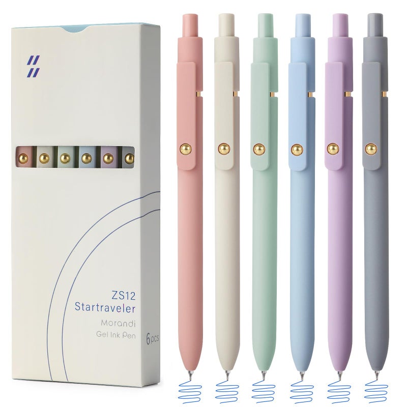 FIOVER Gel Pens, 6pcs Blue Ink Medium Point 0.7mm Smooth Writing Pens with Comfort Grip, Aesthetic Ballpoint for Journaling School Office Supplies, Gifts for Women Men (6PCS Blue Ink) - Image 1