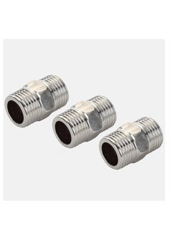 3 Pack Stainless Steel Shower Hose Extender, 1/2" BSP Hex Nipple Pipe Fittings for Showers, Bathrooms, RVs.