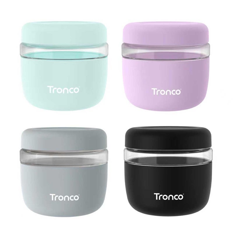 Tronco 24 oz Glass Lunch Bowl Container with Lid, Reusable Glass Food Container for Salad, Snack,Yogurt, Soup Food Storage, Meal Prep, Airtight, Leak & Spill Proof, Dishwasher Safe, BPA-Free, Set of 4 - Image 1