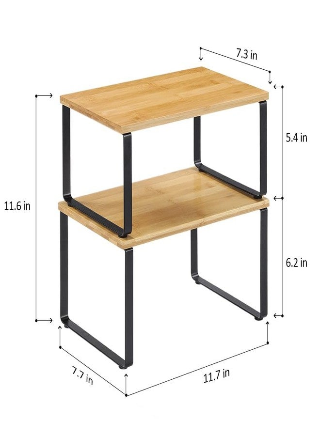 MOOACE Kitchen Cabinet and Counter Shelf Organizer, Stackable & Expandable, Set of 4, Black and Natural - Image 2