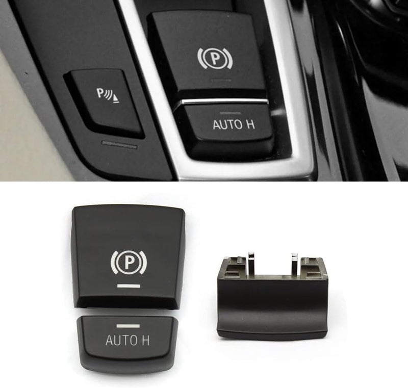 Goodithy Black Electronic Handbrake Parking Switch Hand Brake P Button Cover Auto H Button Replacement Compatible with BMW 5 7 X3 X4 X5 X6 F Series F01 F02 F10 F12 F15 F16 F25 F26 - Image 1