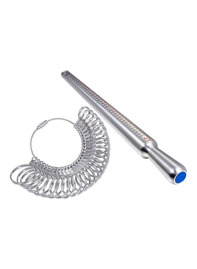NIBEMINENT Metal Finger Measuring Ring Set Silver  - Image 1