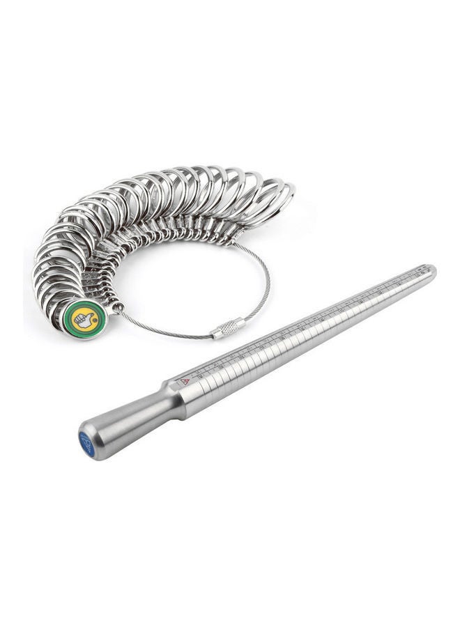 NIBEMINENT Metal Finger Measuring Ring Set Silver  - Image 3