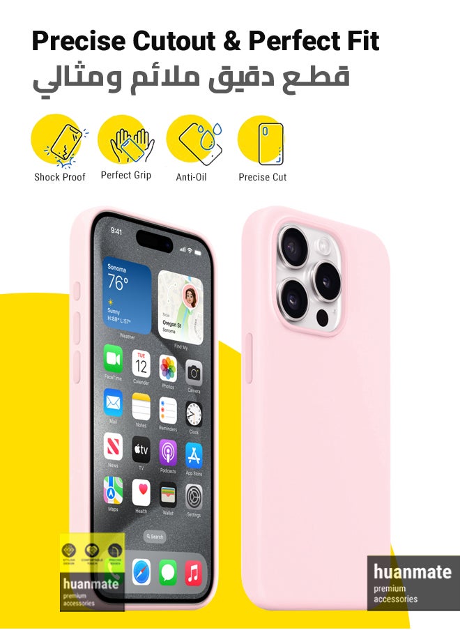 huanmate - Stylish Silicone Case Cover For Apple iPhone 15 Pro Max Pink - Image 1