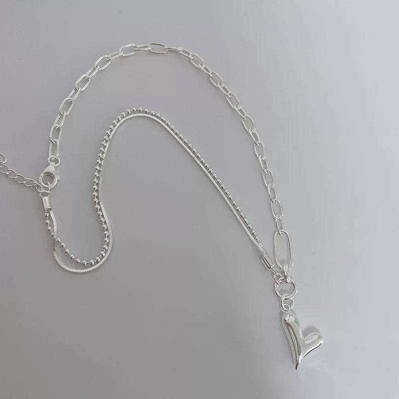 Silver Stainless Steel Heart Pendant Necklace - Image 3