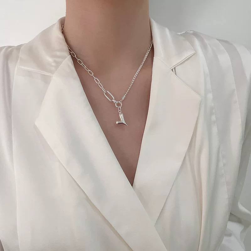 Silver Stainless Steel Heart Pendant Necklace - Image 2