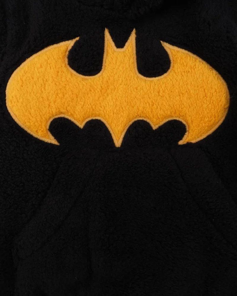 Bebelop Boy's Set Batman Printed Plush Bottom Top 2 Piece Set