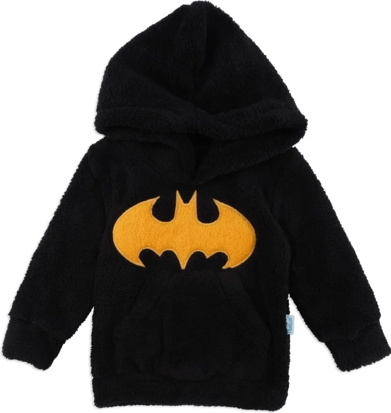 Bebelop Boy's Set Batman Printed Plush Bottom Top 2 Piece Set