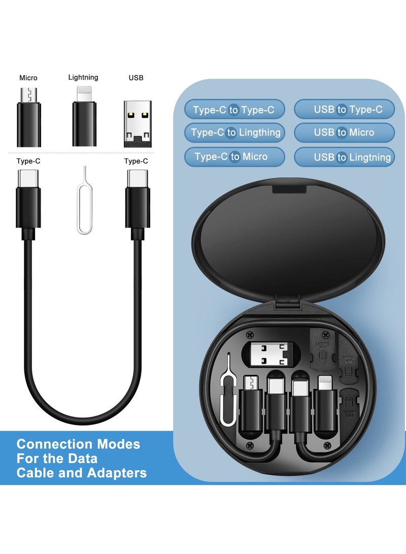 erorex USB C to Lightning Adapter Kit,Multi Charging Cable Case Convertor USB C to Type C/iOS Device/Micro Adapter Travel Data Cable Set Contains Card Storage，Phone Holder, Tray Eject Pin(Black)  - Image 2