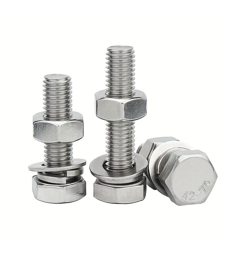 304 Stainless Steel Hex Bolts And Nuts Assortment Kit M4 M5 M6 M8 M10 5 X 25 10 Pieces Screws - Image 1