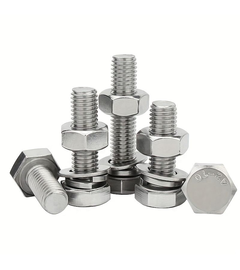 304 Stainless Steel Hex Bolts And Nuts Assortment Kit M4 M5 M6 M8 M10 5 X 25 10 Pieces Screws - Image 4