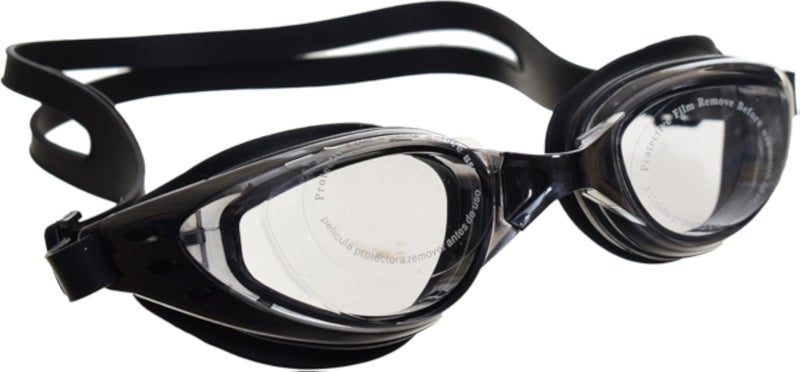 Silicone Swim Goggles with Nose Plugs - Black
