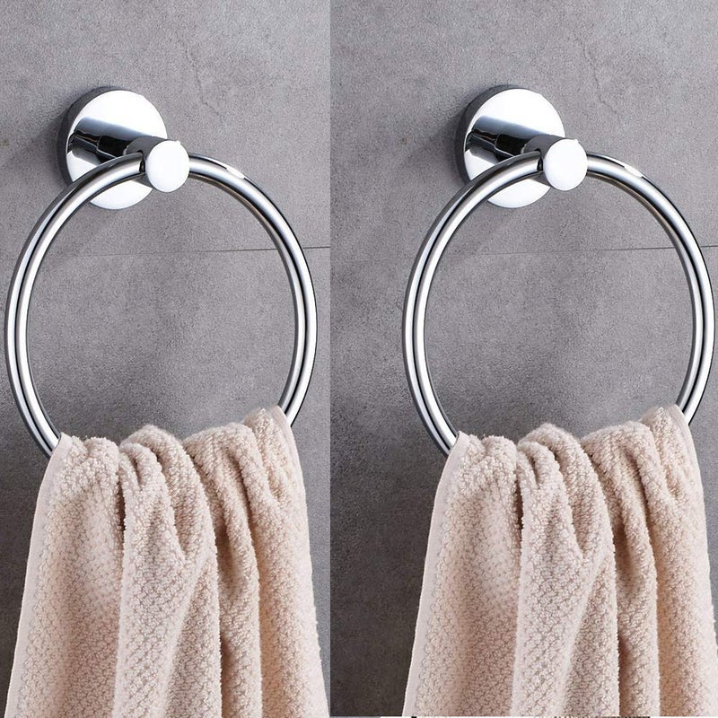 Handy Bathroom Accessories Stainless Steel Round Shape Towel Ring |Napkin Holder 2pcs - Image 5