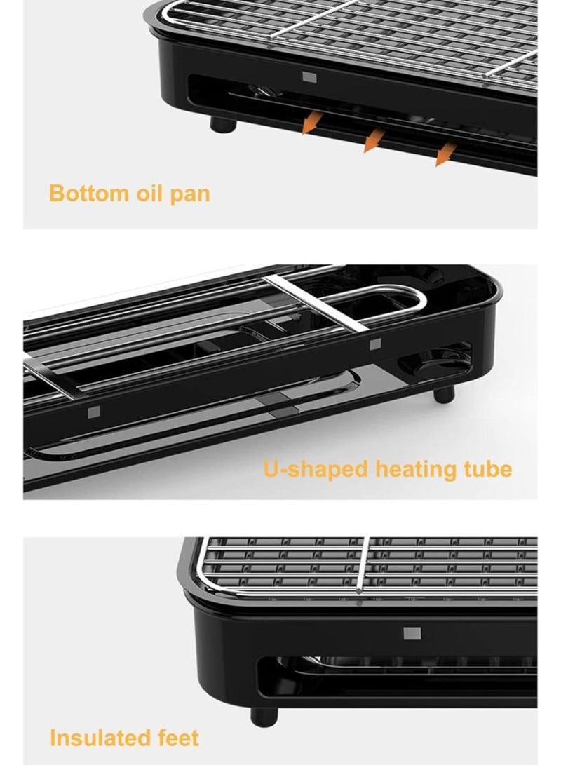 شواية كهربائية 2 في 1 للشواء - شواية داخلية/خارجية بدون دخان مع صفيحة غير لاصقة وأنبوب تسخين مزدوج للشواء والقلي - Image 4