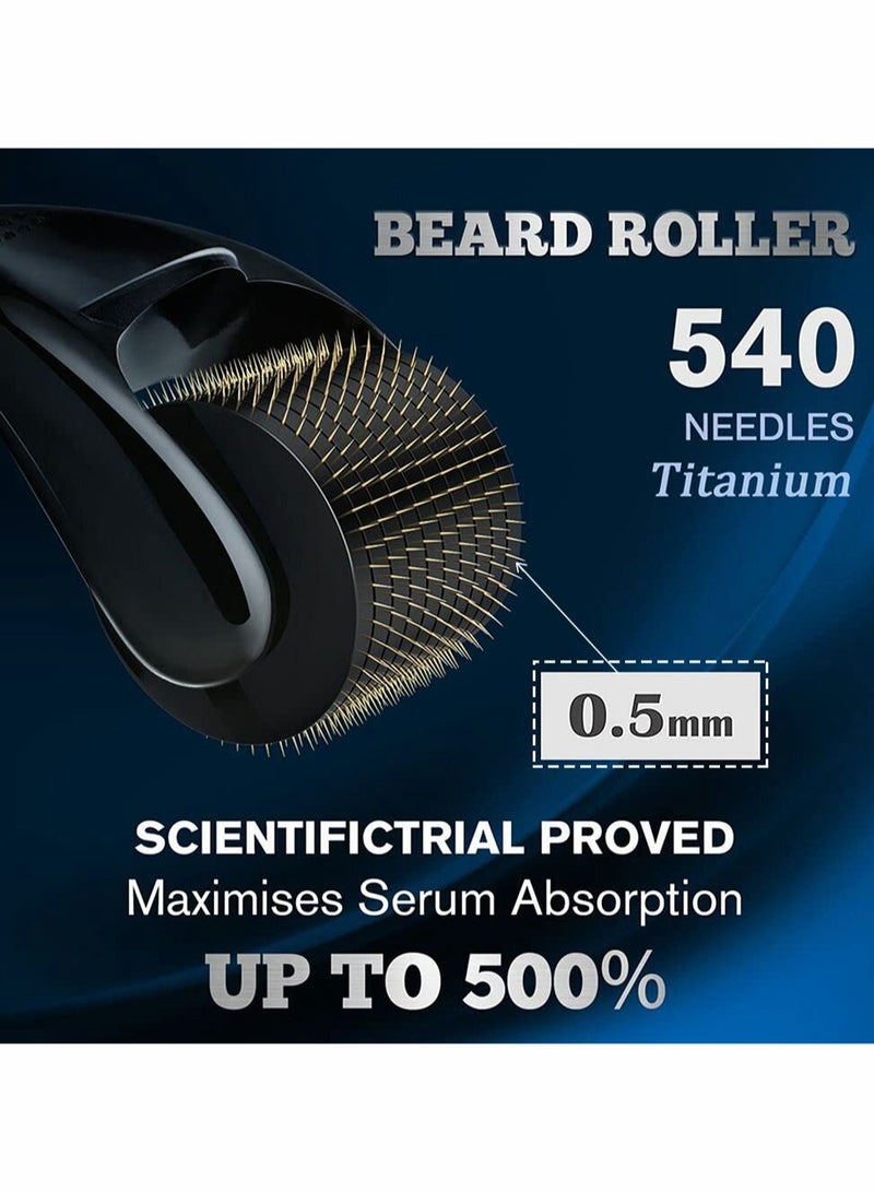 KASTWAVE Skin  Roller for Beard Hair Growth, 3 Pcs Beard Roller for Face Body Hair Skin (#0.5mm, Black) - Image 2