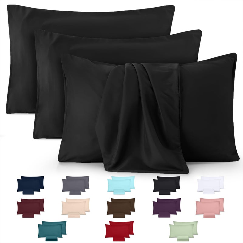 Utopia Bedding  Pillow Cases 4 Pack  Standard Size 50x75 cm  100 Brushed Microfiber Pillowcases with Envelope Closure  Wrinkle Fade Stain Resistant Pillow Cases  Black