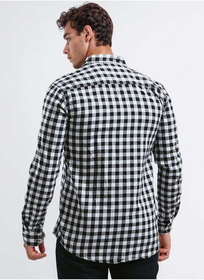 RAVIN - Cotton Black & White Tartan Summer Shirt - Image 1
