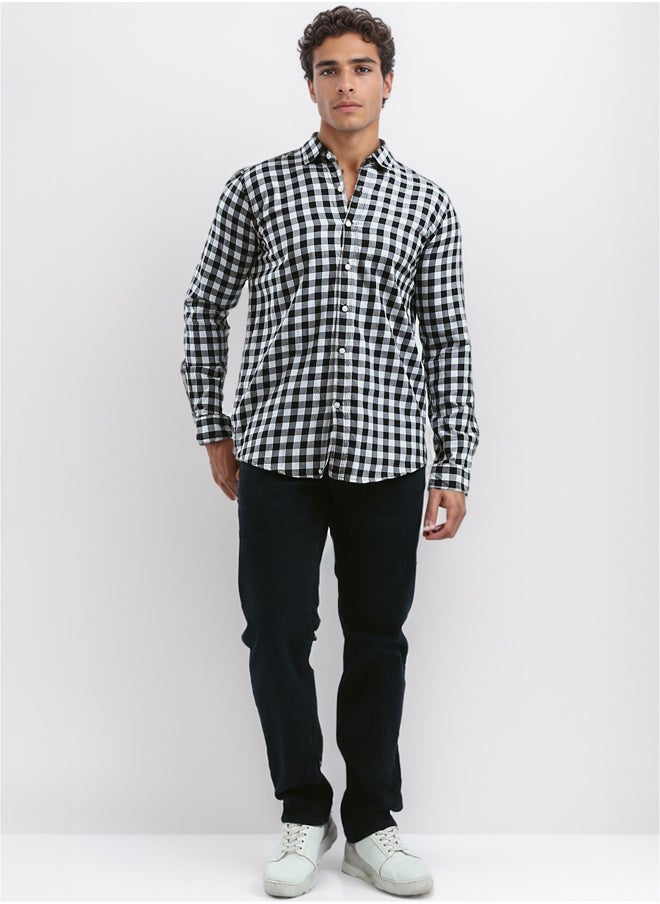 RAVIN - Cotton Black & White Tartan Summer Shirt - Image 1