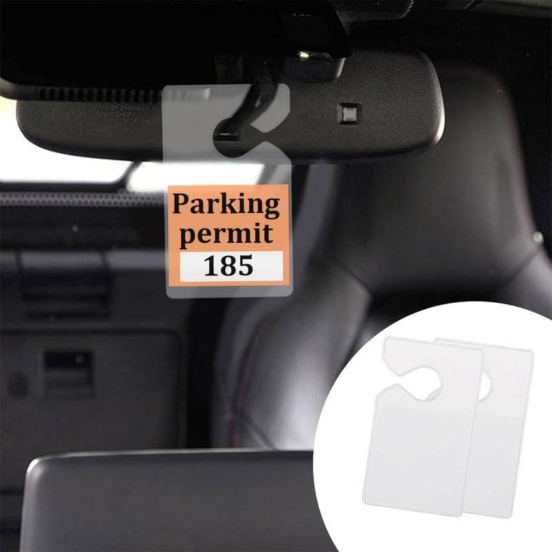HEVLE 2PCS Clear Parking Permit Holder Handicap Placard Holder Rear View Mirror Disability Permit Hanger Car Vertical Parking Lot Pass Suitable for Car Passes Stickers Permits 2PCS