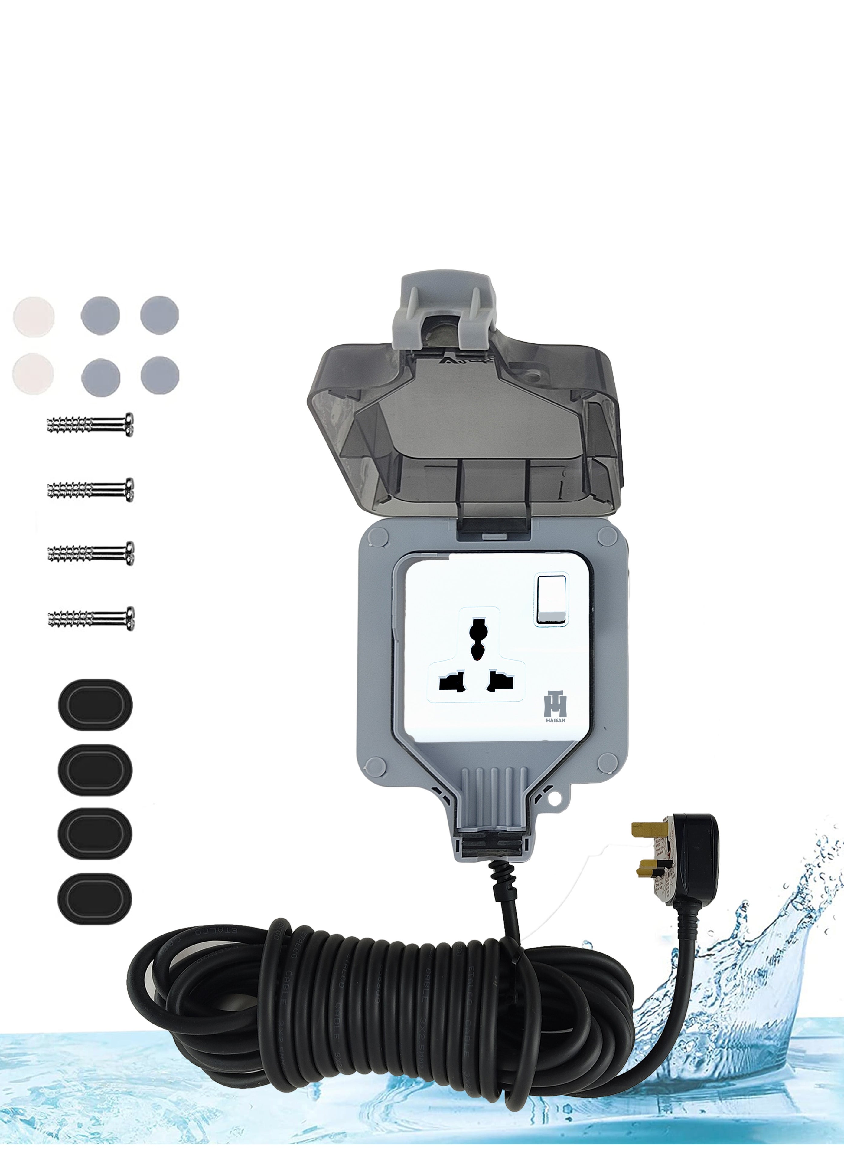 Waterproof Single socket universal Extension 