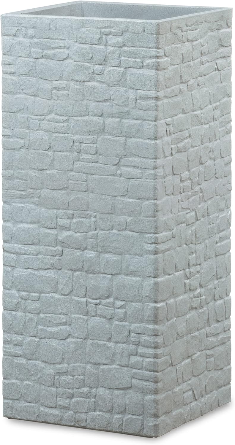 Scheurich Meretto High Plastic Planter - Stony Grey - Image 1
