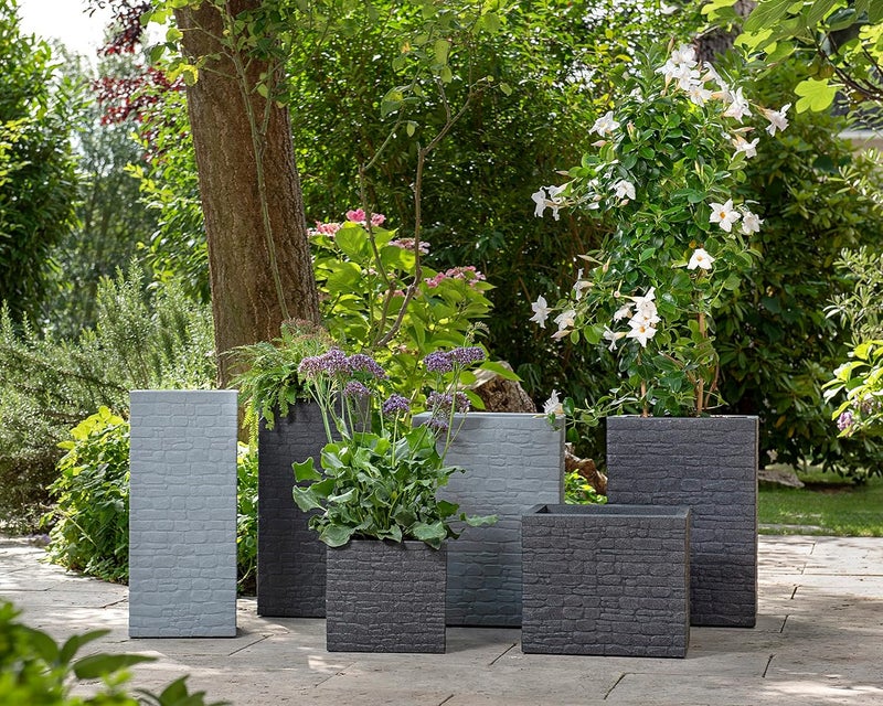Scheurich Meretto High Plastic Planter - Stony Grey - Image 2