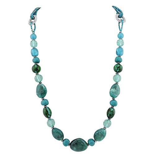 Bocar Long Beaded Necklace for Women Handmade Fashion Costume Chain Jewelry Gift (NK-10349-teal) - Image 1