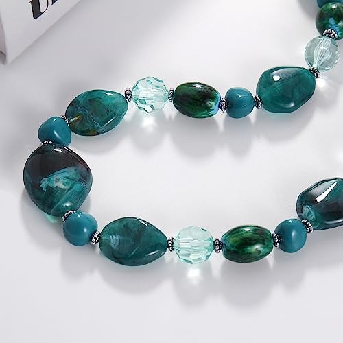 Bocar Long Beaded Necklace for Women Handmade Fashion Costume Chain Jewelry Gift (NK-10349-teal) - Image 4