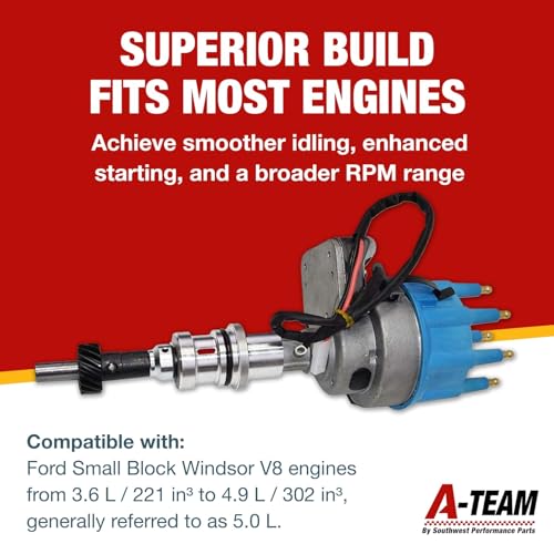 A-Team Performance R2R Complete Distributor - Ready 2 Run for Ford Windsor V8 221, 260, 289, 302 Series - Automotive Replacement Ignition Parts Two-Wire Installation with Blue Cap - Image 2