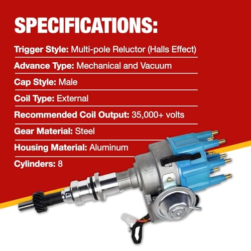 A-Team Performance R2R Complete Distributor - Ready 2 Run for Ford Windsor V8 221, 260, 289, 302 Series - Automotive Replacement Ignition Parts Two-Wire Installation with Blue Cap - Image 3