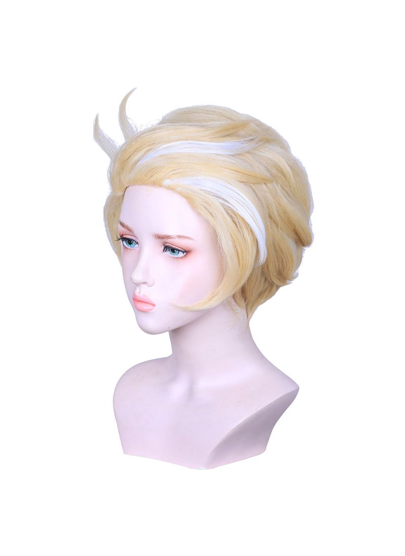 FantaLook FantaLook Short Blonde with White Cosplay Wig for Men Halloween Costume 