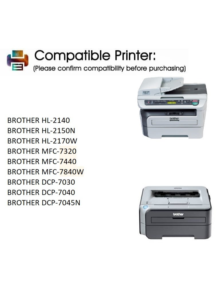 DR-2120 Black Drum Unit Replacement For Brother HL 2140, 2150N, 2170W MFC 7320, 7440, 7840W DCP 7030, 7040, 7045N (Black) - Image 5