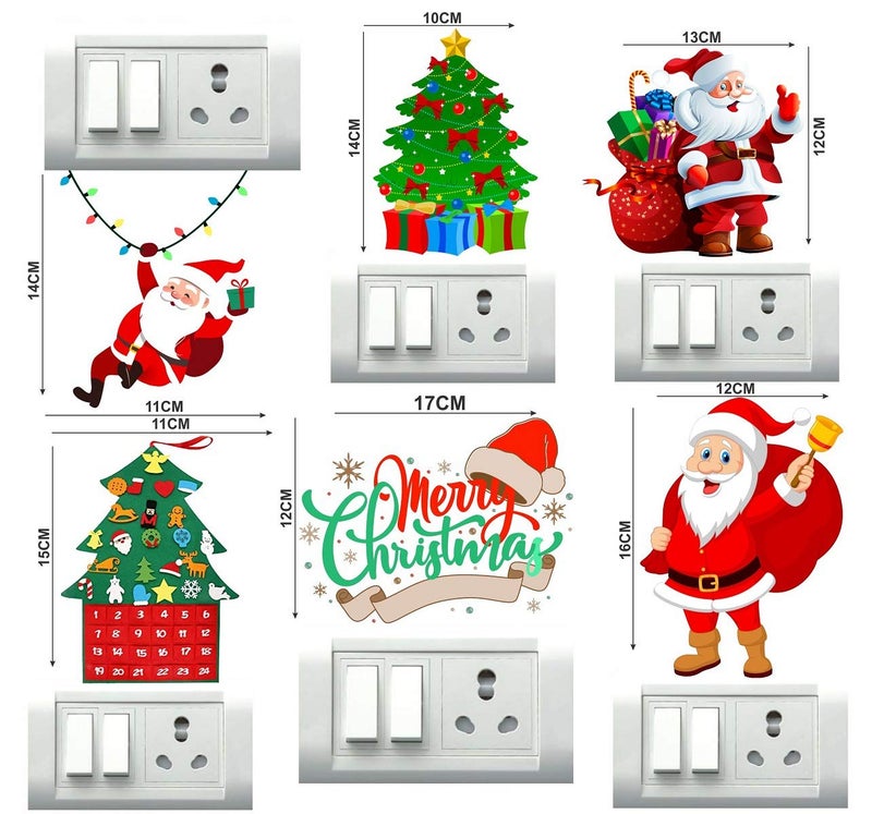 DecorVilla Decor Villa PVC Vinyl Santa Claus Merry Christmas Tree Switch Board Switch Board Wall Sticker for Living Room BedroomSize 30 CM X 30 CMMulticolor - Image 2