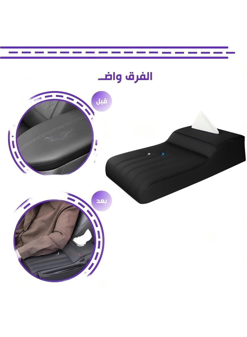 YelaJoy Car Armrest Cushion, Comfortable Car Armrest with Premium Leather Cushion and Tissue Box - Suitable for All Cars, Car Armrest Cushion for Interior Comfort and Luxury (Black) - Image 3