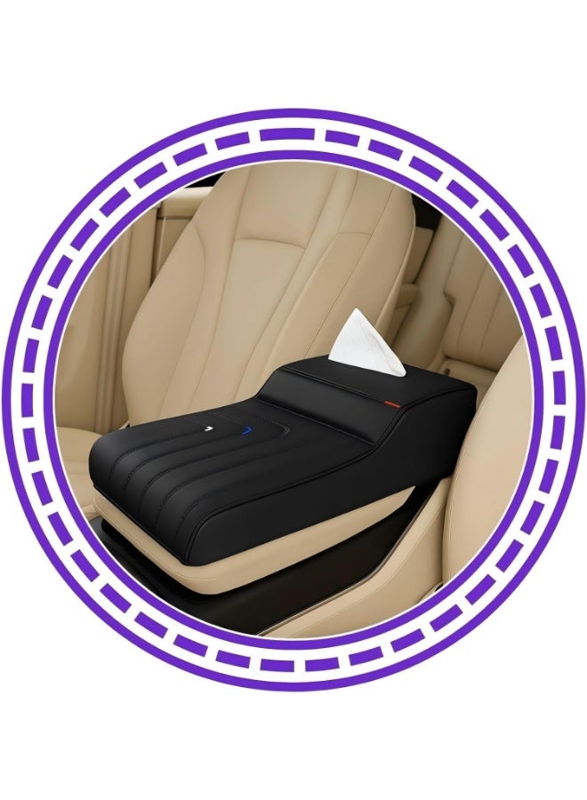 YelaJoy Car Armrest Cushion, Comfortable Car Armrest with Premium Leather Cushion and Tissue Box - Suitable for All Cars, Car Armrest Cushion for Interior Comfort and Luxury (Black) - Image 4