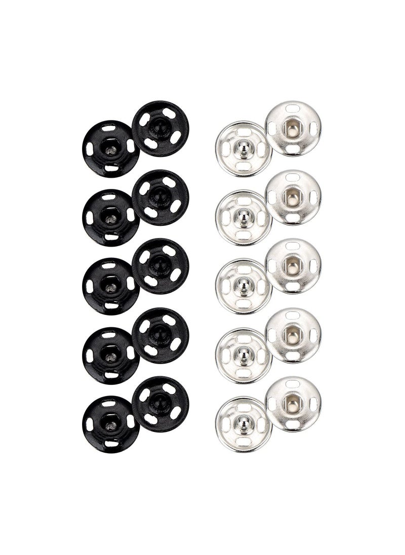 Dreamlover Dreamlover 10mm Silver and Black Snap Button Fastener Sew on Snap Buttons Press Button for Sewing Clothing Art and Crafts Spring Press Studs Popper Button Rust Proof (Pack of 120 Snap Buttons)  - Image 1