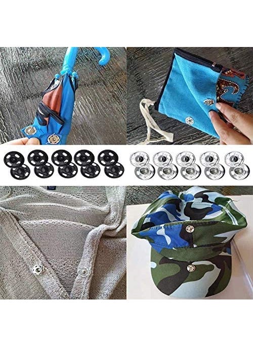 Dreamlover Dreamlover 10mm Silver and Black Snap Button Fastener Sew on Snap Buttons Press Button for Sewing Clothing Art and Crafts Spring Press Studs Popper Button Rust Proof (Pack of 120 Snap Buttons)  - Image 4