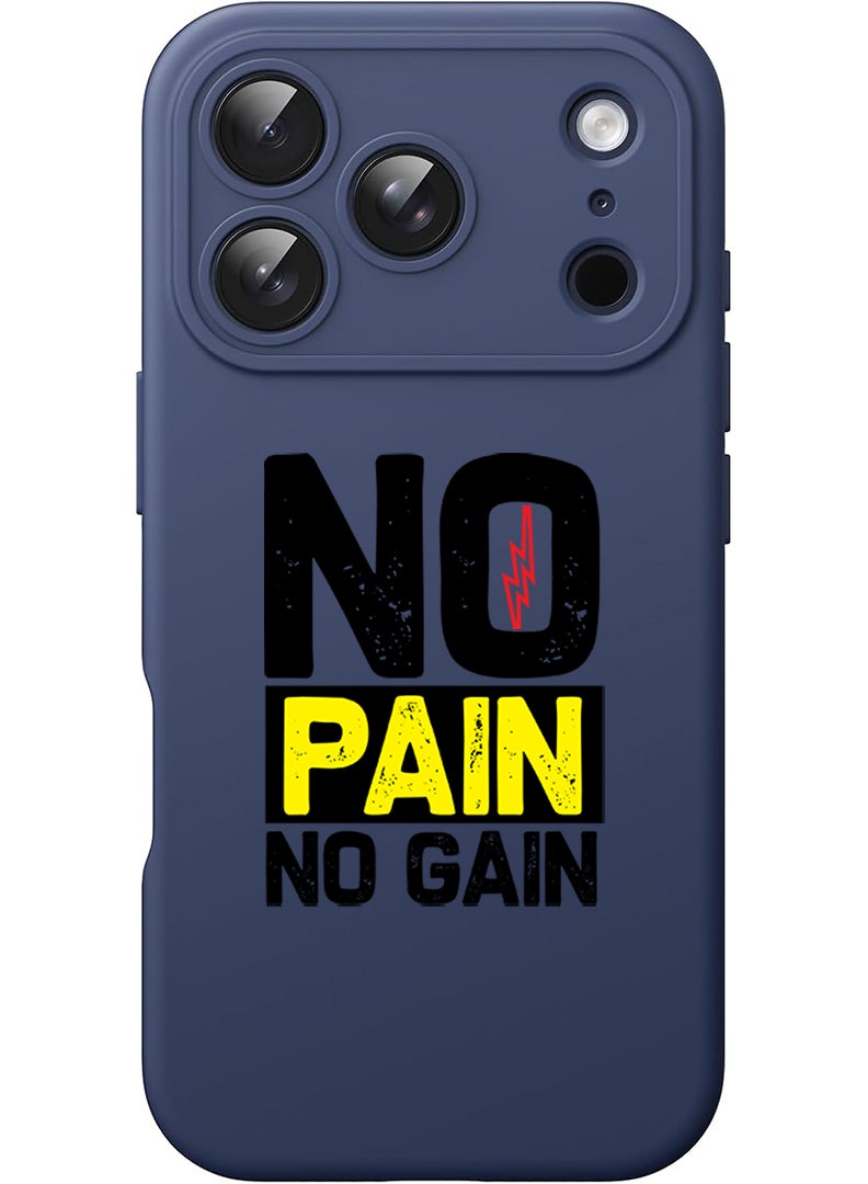 Theodor Protective Slim Fit Case Liquid Silicone Cover with Full Body Protection Anti-Scratch Shockproof Case For Apple iPhone 17 Pro (Blue) No pain No gain - Image 1