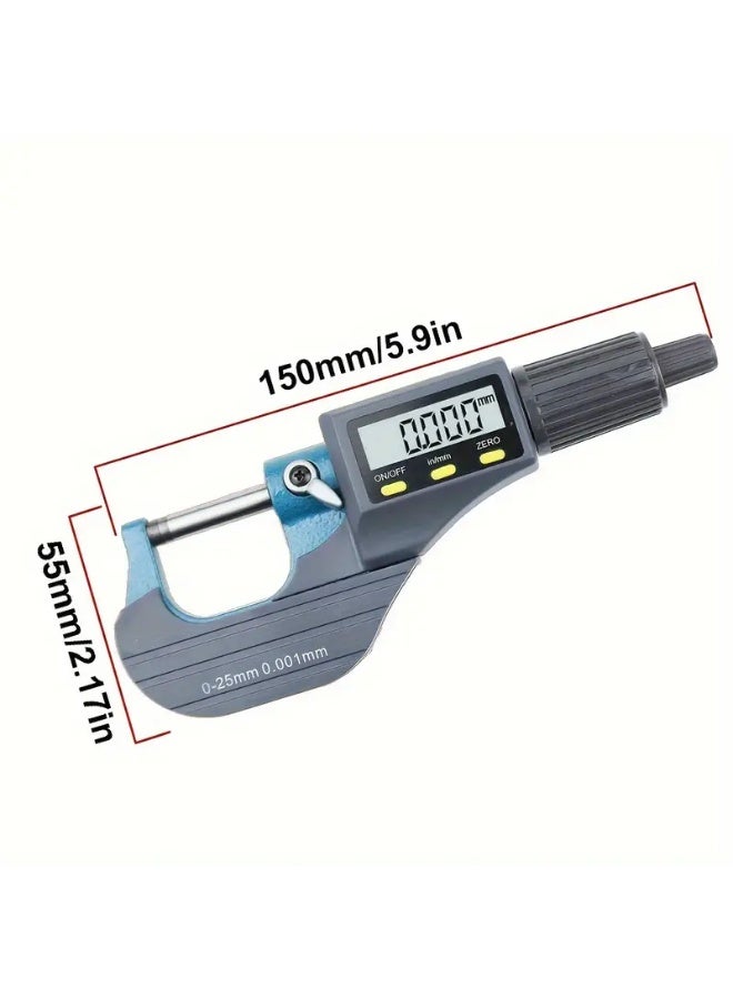 Ru syanl Digital Micrometer - Outside Micrometer Precision Measuring Tool 0-25 mm Inch/Metric 0.00005"/0.001 mm - Machinist Thickness Gauge Tool with Large LCD Display - Image 5