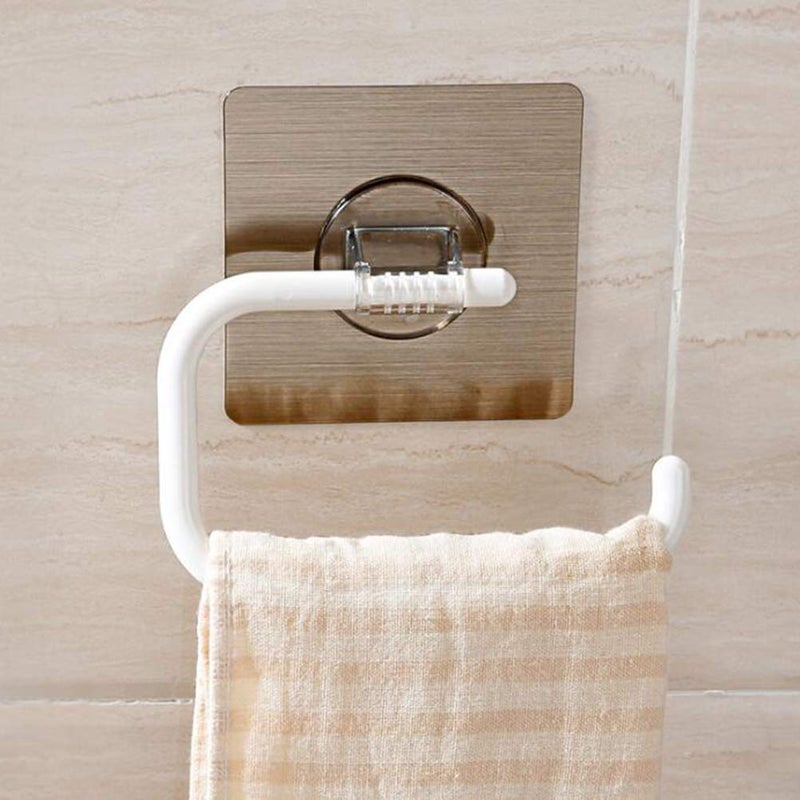 Zollyss Zollyss Magic Sticker Series SelfAdhesive Plastic Napkin Toilet Paper Holder Towel Ring Open Half Towel Hanger Rack White Pack of 2  - Image 2