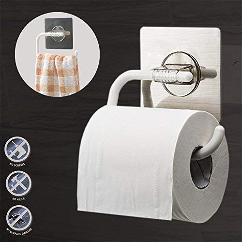 Zollyss Zollyss Magic Sticker Series SelfAdhesive Plastic Napkin Toilet Paper Holder Towel Ring Open Half Towel Hanger Rack White Pack of 2  - Image 5